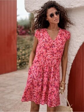 Garnet Hill Pink Floral Dress